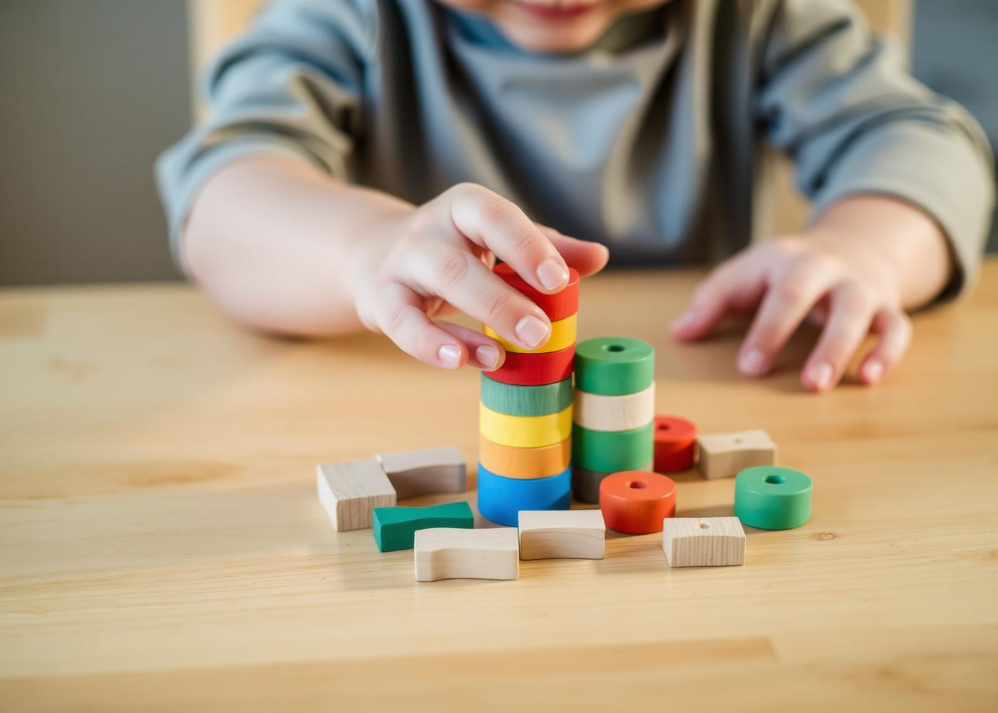 Criança brincando com peças de encaixe